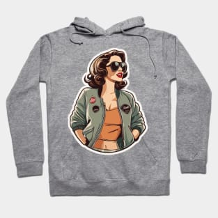 Trendy Bomber Jacket Swag Gal Pin UP Girl Hoodie